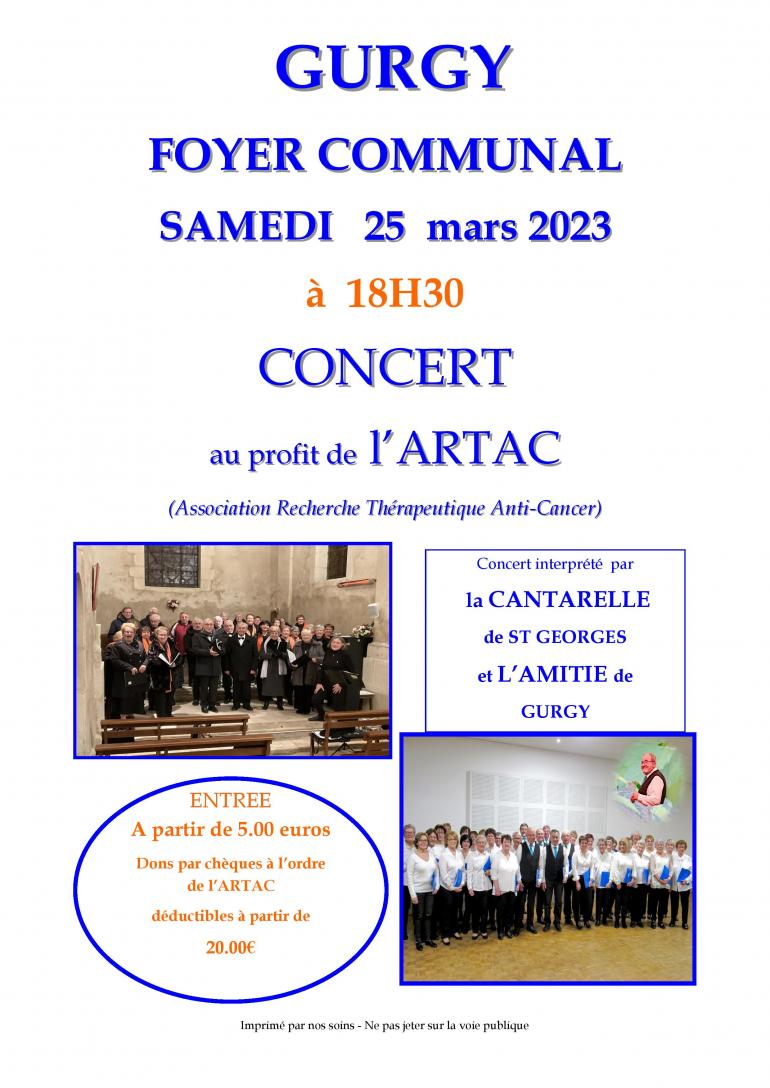 Concert au profit de l'ARTAC