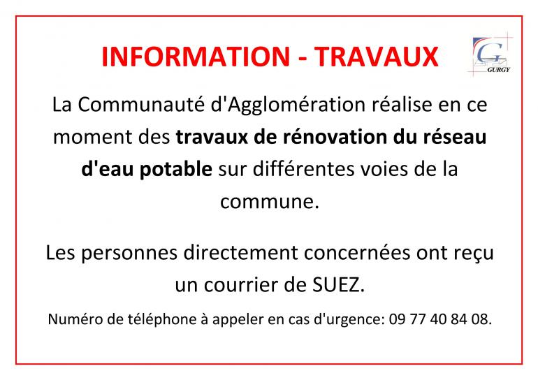 INFORMATION - Travaux